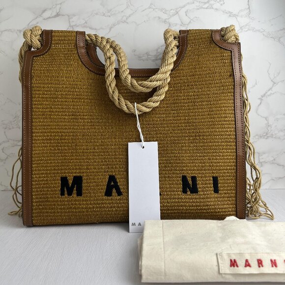 NWT MARNI MARCEL RAFFIA NORTH SOUTH ROPE TOTE BAG - Picture 1 of 6